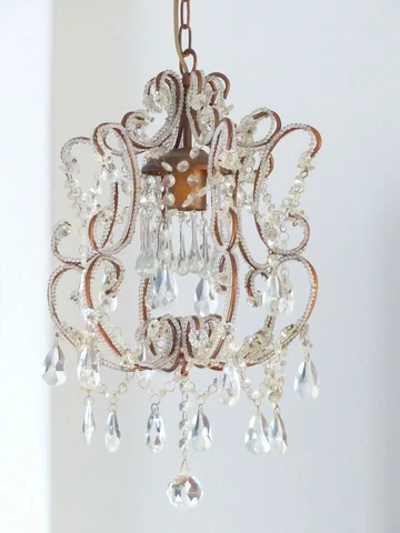 Charming Vintage Chandelier Glass drops Prisms 1980 MURANO Lustre Gouttes RARE Cover