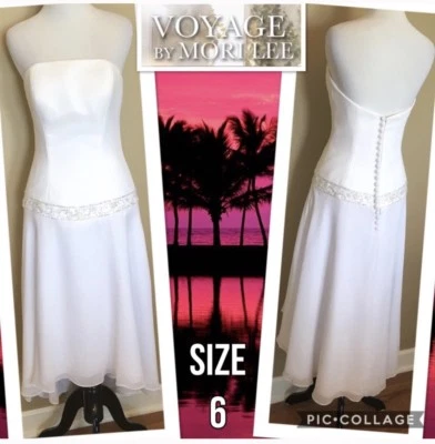 NWT Mori Lee Womens Dress Voyage Bridal White Strapless Wedding Chiffon US 6 - Image 1 of 4