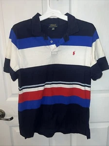 Polo Ralph Lauren Shirt Boys Size XL (18-20) Blue Striped Preppy Red Pony Golf - Picture 1 of 6