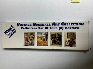1993 Vintage Baseball Art Collection Collectors Set of Four (4) Posters Sealed - Picture 1 of 4