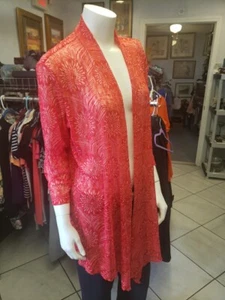 Chico's Duster Sweater Red Transparnt Size 3 - Picture 1 of 7