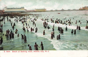 Postcard Beach At Bathing Hour Atlanta City New Jersey NJ DB - Picture 1 of 2