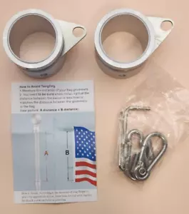 Anillos de poste de bandera de aleación de aluminio - Paquete de 2 - Plata mate - Permite girar la bandera - Imagen 1 de 2