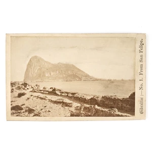 Rock of Gibraltar & Mediterranean Sea CDV c1865 British Territory Mountain C4106 - Picture 1 of 2