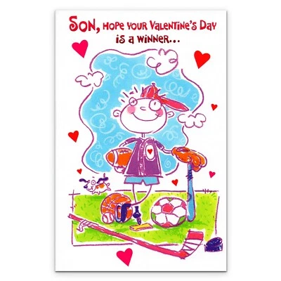 Cute VALENTINE'S DAY Card FOR SON, Baseball Boy by American Greetings +Envelope - Image 1 of 4