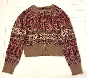 Women’s George Me Red/brown Baroque Angora Blend Button Up Cardigan Size XL #263 - Picture 1 of 12