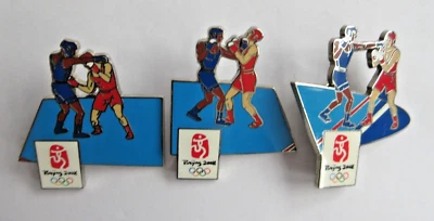 2008 Beijing Olympic Games Boxing Pins Set of 3 Lapel Hat Push Pin - Image 1 of 4