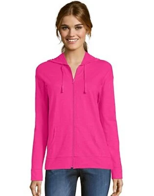 Hanes Women's Hoodie Lightweight Pockets Slub Jersey Full Zip Sweatshirt Casual - Image 1 of 4