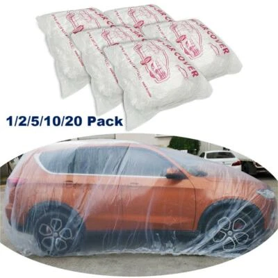 1/2/5/10/20 Pack Clear Disposable Car Cover Temporary Universal Rain Dust Garage - Image 1 of 4