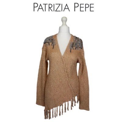  Patrizia Pepe Knitted Rhinestone Tasseled Sweater Top Size S RRP £305.00 - Image 1 of 4