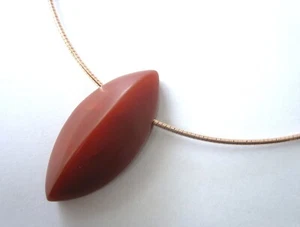 Halsreif 1,5 mm 925 Silber rose vergoldet 40 / 42 / 45 / 50 cm + Karneol Navette - Bild 1 von 5