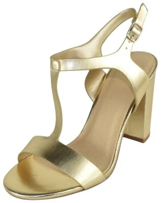 Sandalias de tacón alto con correa en T al tobillo para mujer Delicious punta abierta REGENT doradas Foto 1 de 3