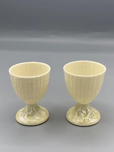 Set of 2 Vintage Irish Belleek Footed Egg Cup Limpet off White Circa 1970 E-77 - Picture 1 of 7