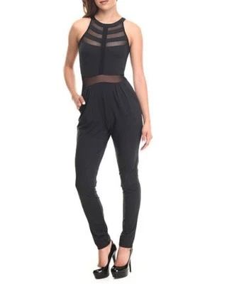 Baby Phat Mujeres Ver a Través Top Malla Inserto Mono Ropa Negro Fashionova Foto 1 de 4