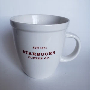 Tasse à café Starbucks Holiday 2007 Est. 1971 blanc avec lettres rouges 18 oz - Photo 1/5