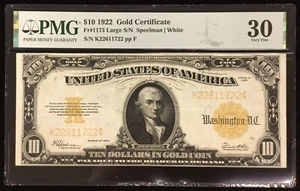 $10 1922 Gold Certificate Fr. 1173 Large S/N Speelman/White PMG 30 Very Fine - Picture 1 of 9