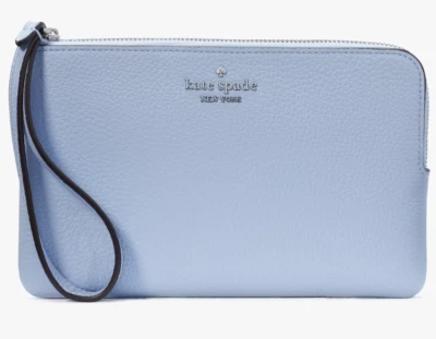 Cartera de cuero azul pulsera con cremallera en L mediana Kate Spade Leila KE933 NUEVA CON ETIQUETAS $139 venta al por menor Foto 1 de 4