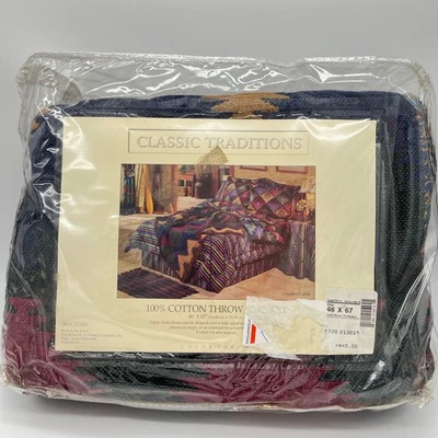Classic Traditions Country Cabin 100% Cotton Throw Blanket 46 x 67 Southwestern - Image 1 of 4