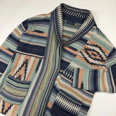 Polo Ralph Lauren Southwestern Aztec Navajo Knit Cardigan Sweater Shawl Medium  - Image 1 of 4