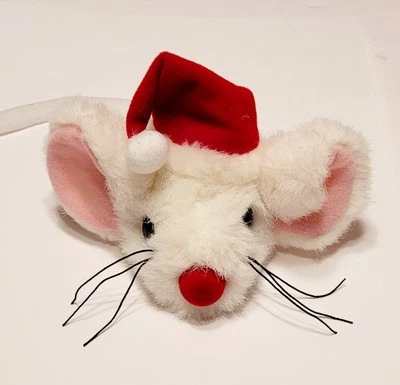 Ganz Merry Mouse Plush 4" Christmas White Holiday Santa Vintage Stuffed Animal  - Image 1 of 4
