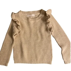 First Son 4T Tan Sweater with Ruffles on Sleeves - Picture 1 of 3