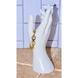 Vintage Givenchy Herringbone Gold Plated Chain Bracelet with Logo Clasp, 1980s - Picture 1 of 9