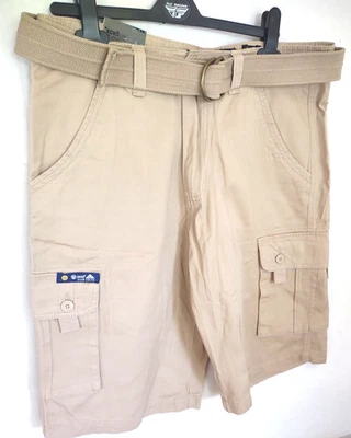 Pantalones Cortos de Carga Ecko Unltd Hombres Talla 32/34 Caqui Cinturón Multi Bolsillo Nuevos con Etiquetas Ropa de Calle Foto 1 de 4