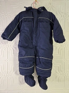 Baby Gap Snowsuit Size 6-12 Months Navy Blue Removable Hood & Footies Down Fill - Picture 1 of 12