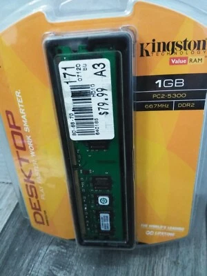 N.O.S. KINGSTON TECHNOLOGY 1GB RAM PC2-5300 DDR2 667 MHZ (SEALED) - Image 1 of 4