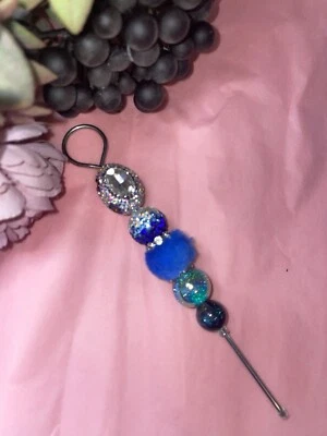 Pokey Wand  Tool For Baking Or Funnelling Glitter In Snow Globes rhinestone blue - Image 1 of 3