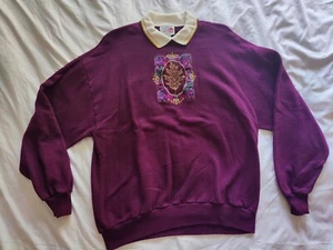 Morning Sun Vintage Sweatshirt Collar Maroon Leaf XL - Picture 1 of 5