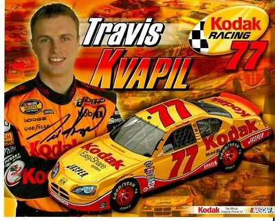 “NASCAR Champion" Travis Kvapil Hand Signed Biography on Cardstock - Image 1 of 2