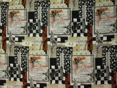 POCIONES HECHIZOS ANUNCIOS ARAÑAS CALAVERAS VENENO CUERVOS TELA ALGODÓN FQ Foto 1 de 4