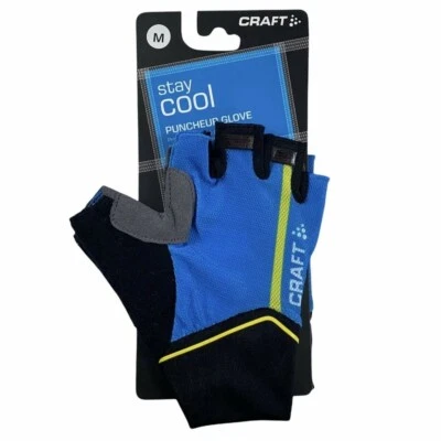 Craft Stay Cool Unisex Puncheur Cycling Gloves Blue Stretch Elastic Panel M New - Image 1 of 4