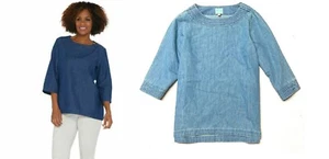 Martha Stewart Women's Zipper Denim Top - Picture 1 of 9