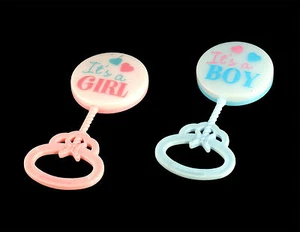 3,5" Babyparty Rasseln Gastgeschenk Dekoration Spiel Kuchen Topper Blau oder Rosa 12 Stck. - Bild 1 von 1