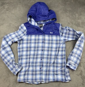Under Armour Full Snap Button Down Hooded Flannel 100% Cotton Medium - Picture 1 of 5