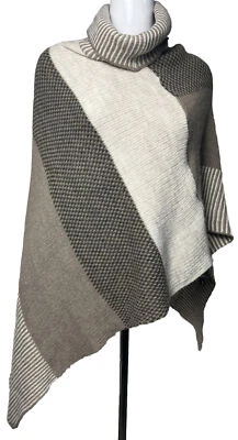 Poncho boho chic cuello capucha mohair lana envoltura de diseñador persaman NY capa de neutros Foto 1 de 4