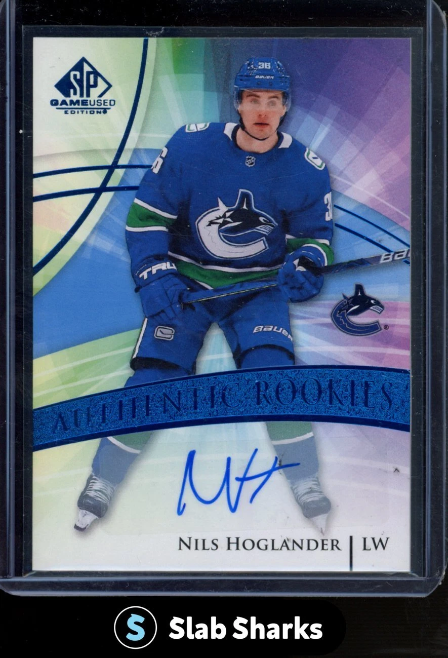2020 UPPER DECK SP GAME USED #165 NILS HOGLANDER AUTHENTIC ROOKIES BLUE RC AUTO