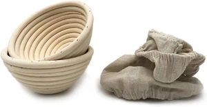 5 Inch round Banneton Bread Proofing Basket 2 Pcs Natural Rattan Cane Brotform H - Picture 1 of 12