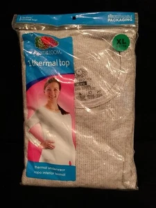 Fruit Of The Loom Women's Eversoft Waffle Crew Thermal Top XL,Gray Heather Color - Picture 1 of 6