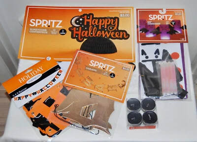 Lot of 5 Misc Halloween Decor with Centerpiece Candles 2 Banners & Luminaries - Image 1 of 4