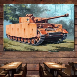 Segunda Guerra Mundial Alemania Panzer IV Tanques Arte Militar Bandera Decoración de Pared Pintura Bandera 4 - Imagen 1 de 6