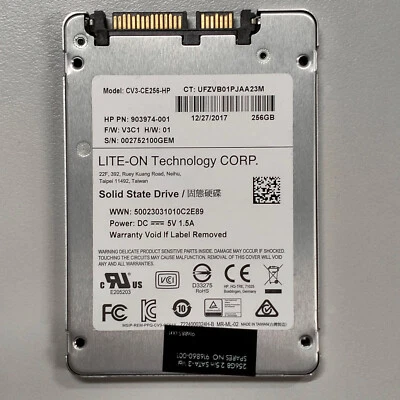 Lite-On 256GB 2.5" MLC SATA 6Gbps SSD CV3-CE256-HP 903974-001 916890-001 - Image 1 of 4