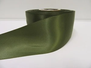 3mm 7mm 10mm 15mm 25mm 38mm 50mm OLIVE DARK GREEN Satin Ribbon Double Roll Bows - Picture 1 of 10