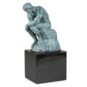 Moritz Bronze Figur Denker Rodin grün Finish Höhe 20 cm 1,95 kg Skulptur Antik - Bild 1 von 8