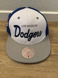 LA Dodgers SnapBack Hat Mitchell & Ness Los Angeles Dodgers Cap Flat Brim NWT - Picture 1 of 5