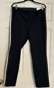 A New Day Pants Womens 14R Stretch Skinny Ankle Brown White Stripe Black NWT - Picture 1 of 5