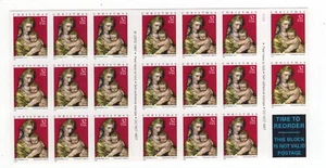 1998 32 cent Christmas Madonna complete booklet of 20 Scott #3244a, Mint NH - Picture 1 of 1