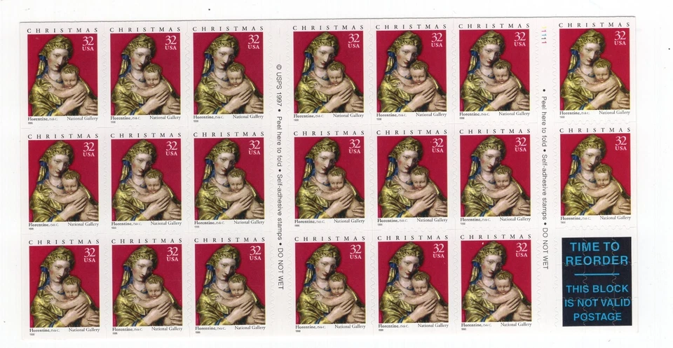 1998 32 cent Christmas Madonna complete booklet of 20 Scott #3244a,  Mint NH - Image 1 of 1